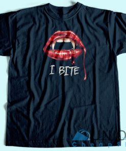 I Bite Halloween Vampire T-shirt Unisex Custom Tee Shirt Printing