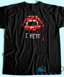 I Bite Halloween Vampire T-shirt Unisex Custom Tee Shirt Printing