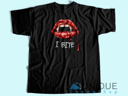 I Bite Halloween Vampire T-shirt Unisex Custom Tee Shirt Printing