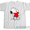 Peanuts Valentine Snoopy Hugging Heart T-Shirt Size S-3XL