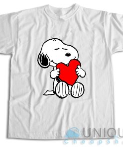 Peanuts Valentine Snoopy Hugging Heart T-Shirt Size S-3XL