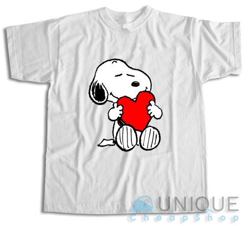 Peanuts Valentine Snoopy Hugging Heart T-Shirt Size S-3XL