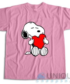Peanuts Valentine Snoopy Hugging Heart T-Shirt Size S-3XL