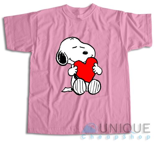 Peanuts Valentine Snoopy Hugging Heart T-Shirt Size S-3XL