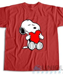 Peanuts Valentine Snoopy Hugging Heart T Shirt Size S 3XL 3