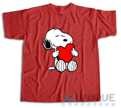 Peanuts Valentine Snoopy Hugging Heart T-Shirt Size S-3XL