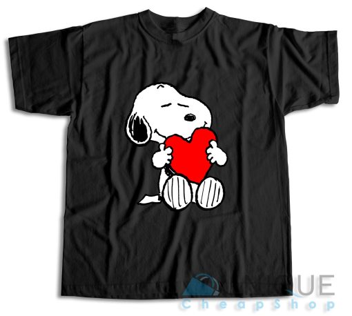 Peanuts Valentine Snoopy Hugging Heart T-Shirt Size S-3XL