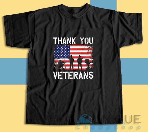 Shop high-quality unique Thank You Veterans T-Shirt Size S-3XL