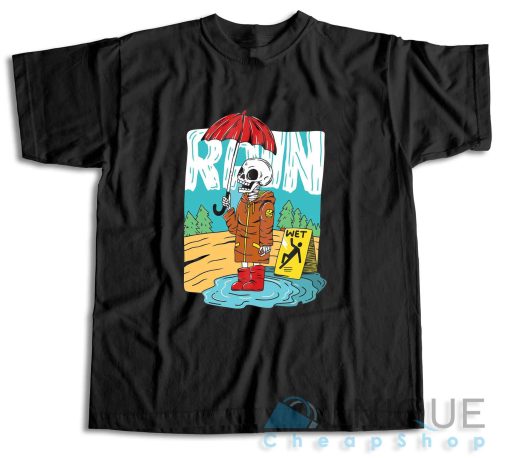 Skeleton in the Rain T-Shirt Size S-3XL  Teesmine