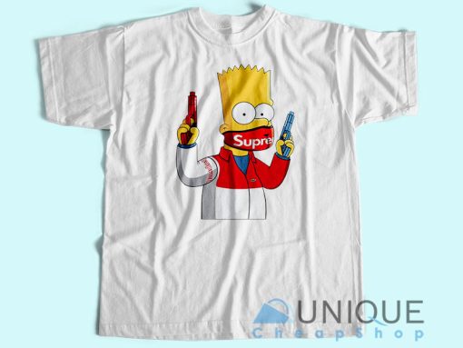 Supreme Bart Simpson T-Shirt Unisex Tee Shirt Printing Size S-3XL