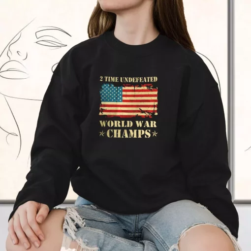 2 Time Undefeated World War Champs Holiday Sweatshirt