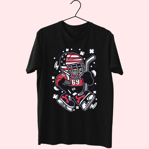 American Hockey Kid Funny Graphic T Shirt