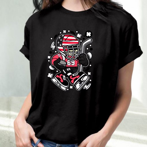 American Hockey Kid Funny Graphic T Shirt