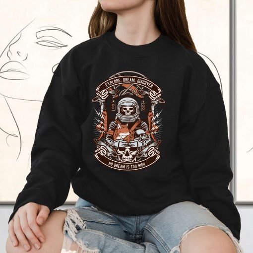 Astronaut Skull Funny Graphic Sweatshirt