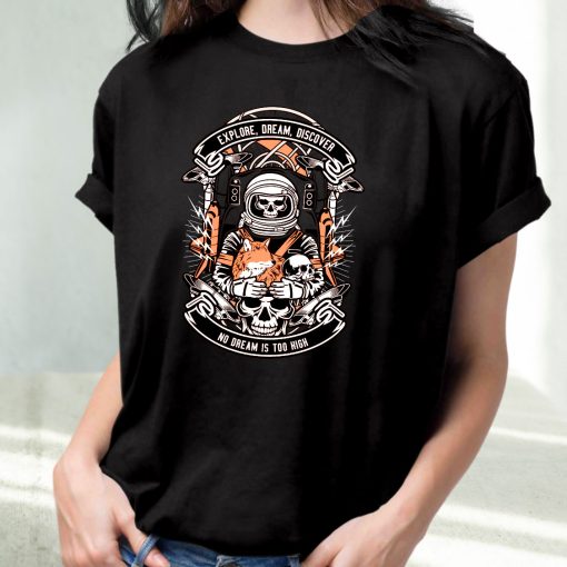 Astronaut Skull Funny Graphic T Shirt