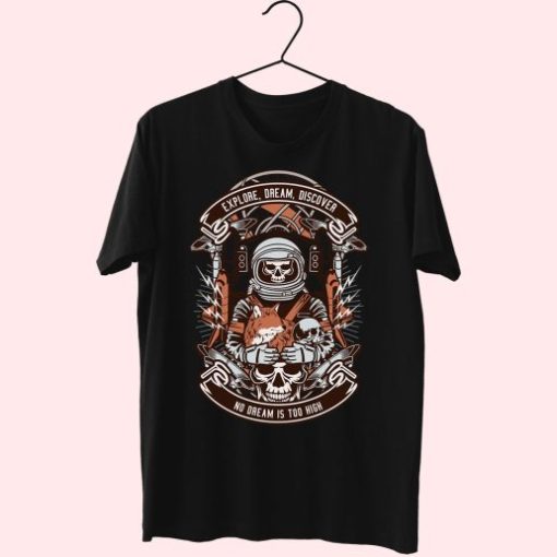 Astronaut Skull Funny Graphic T Shirt