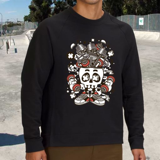 Barbell Skull Head Funny Graphic Sweatshirt