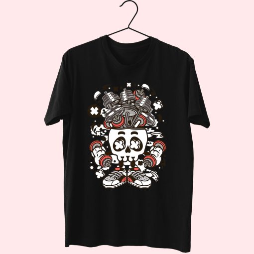 Barbell Skull Head Funny Graphic T Shirt