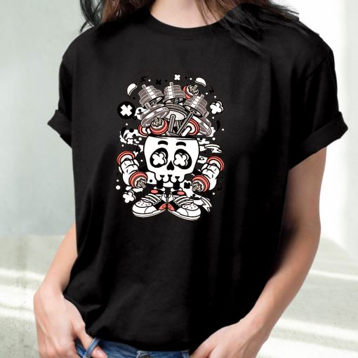 Barbell Skull Head Funny Graphic T Shirt