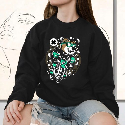 Bear Motocross Rider Funny Graphic Sweatshirt