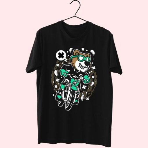 Bear Motocross Rider Funny Graphic T Shirt