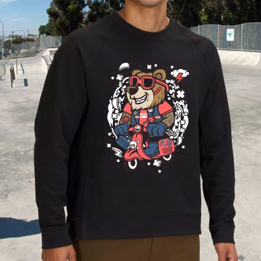Bear Scooterist Funny Graphic Sweatshirt