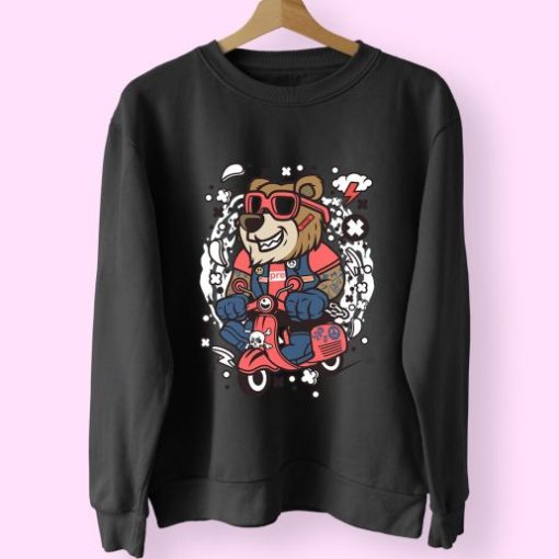 Bear Scooterist Funny Graphic Sweatshirt