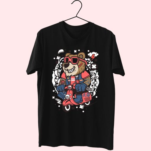 Bear Scooterist Funny Graphic T Shirt