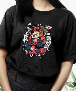 Bear Scooterist Funny Graphic T Shirt