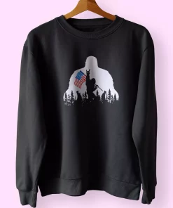 Bigfoot American Flag Holiday Sweatshirt Bigfoot American Flag Holiday Sweatshirt