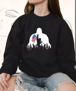 Bigfoot American Flag Holiday Sweatshirt