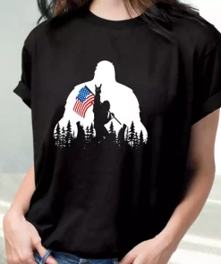 Bigfoot American Flag Vetrerans Day T Shirt