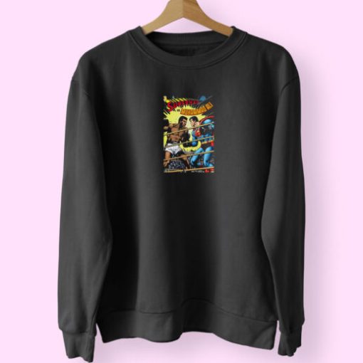 Blanc Muhammad Ali Vs Superman Parody Sweatshirt Design