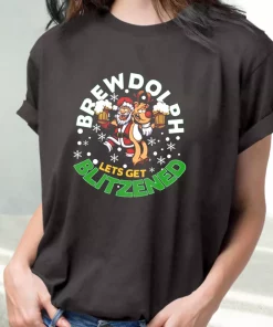 Brewdolph Lets Get Blitzened Christmas T Shirt Xmas Design