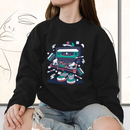 Cassette Disk Jockey Funny Graphic Sweatshirt