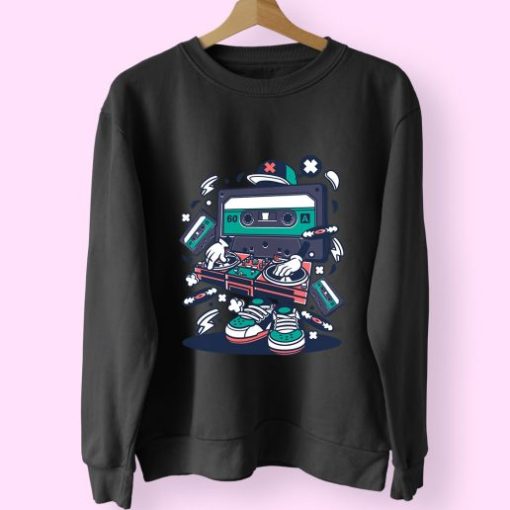 Cassette Disk Jockey Funny Graphic Sweatshirt