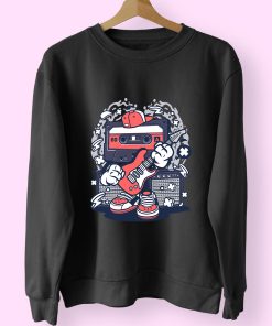 Cassette Rock Star Funny Graphic Sweatshirt