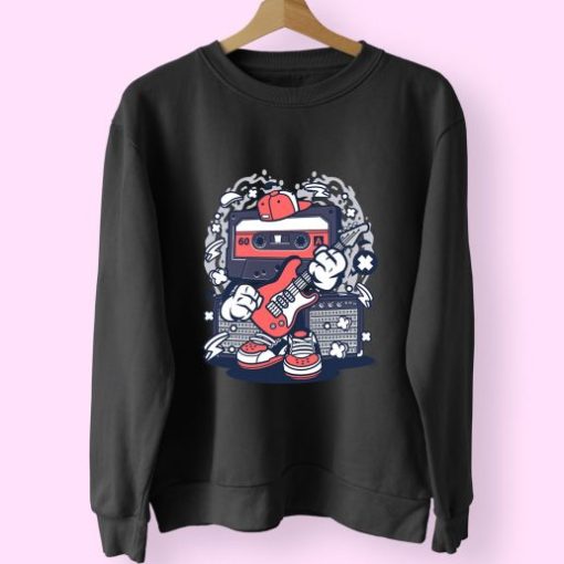 Cassette Rock Star Funny Graphic Sweatshirt