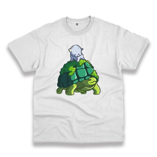 Cat Riding Turtle Trendy Casual T Shirt