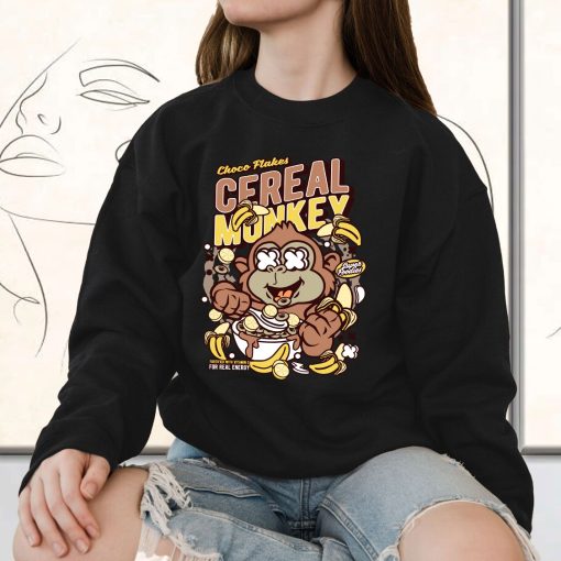 Cereal Monkey Funny Graphic Sweatshirt