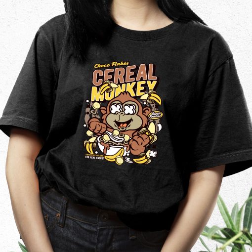 Cereal Monkey Funny Graphic T Shirt