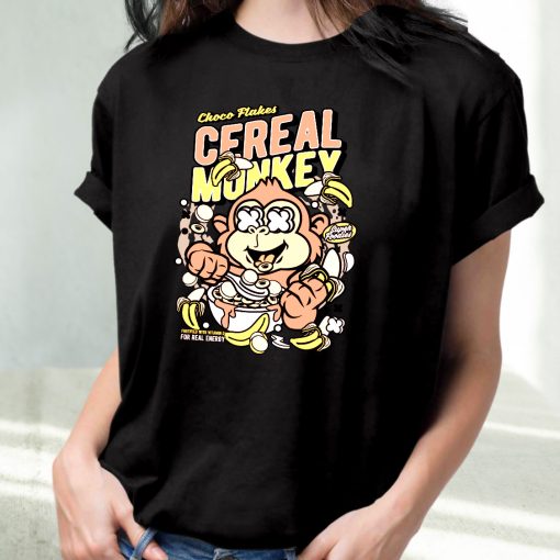 Cereal Monkey Funny Graphic T Shirt