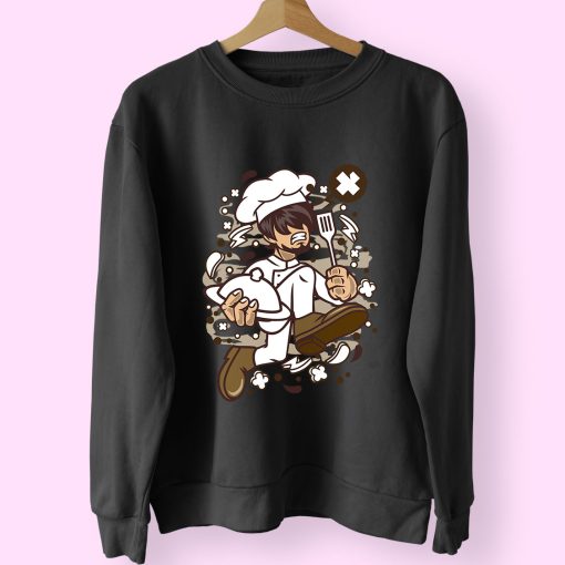 Chef Running Funny Graphic Sweatshirt