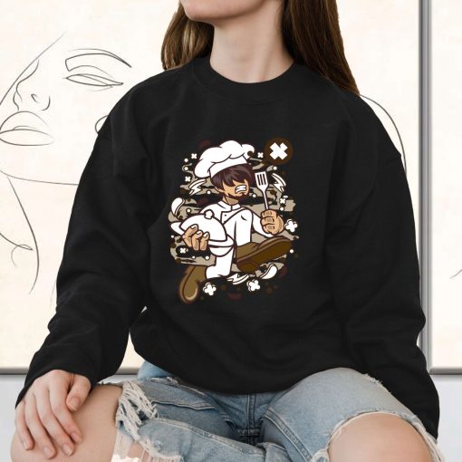 Chef Running Funny Graphic Sweatshirt