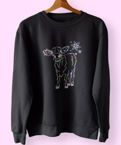 Christmas Cow Light Sweatshirt Xmas Outfit