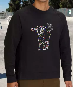 Christmas Cow Light Sweatshirt Xmas Outfit
