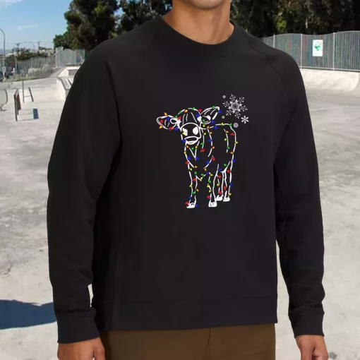 Christmas Cow Light Sweatshirt Xmas Outfit