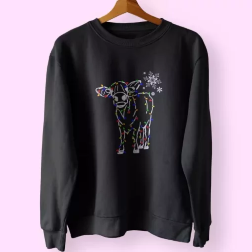 Christmas Cow Light Sweatshirt Xmas Outfit