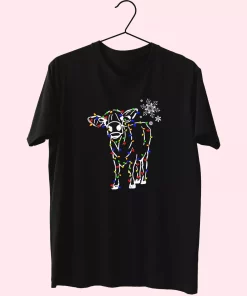 Christmas Cow Light T Shirt Xmas Design