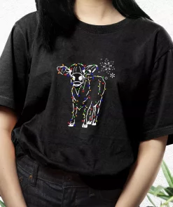 Christmas Cow Light T Shirt Xmas Design 3